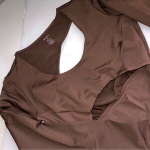 Solely Fit Freeform Mesh Jumpsuit Bodysuit Women's Large Brown